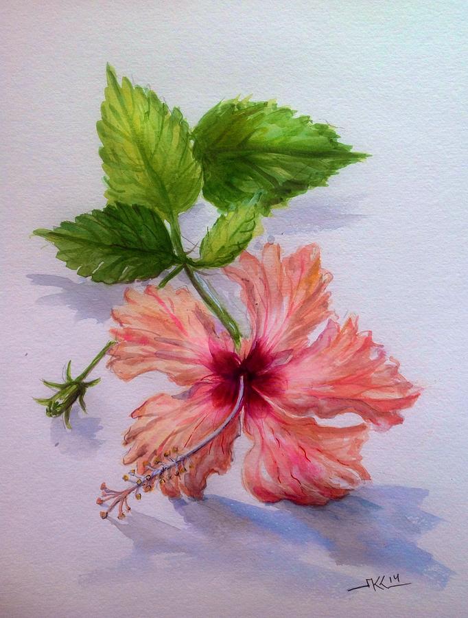 Hibiscus flower Painting by Katerina Kovatcheva