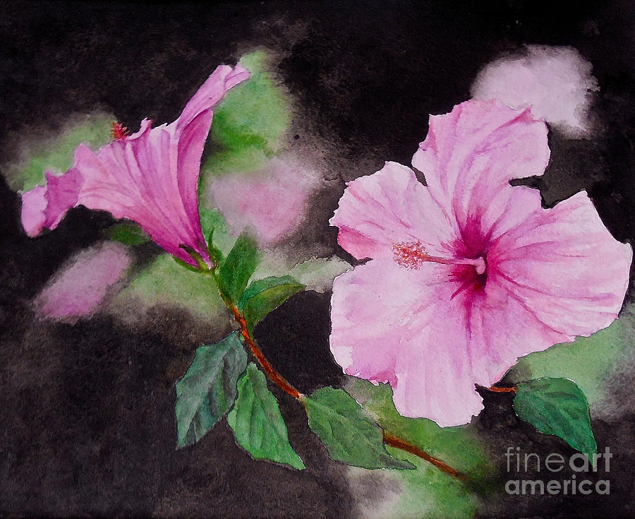Hibiscus - So Pretty in Pink Painting by Sher Nasser