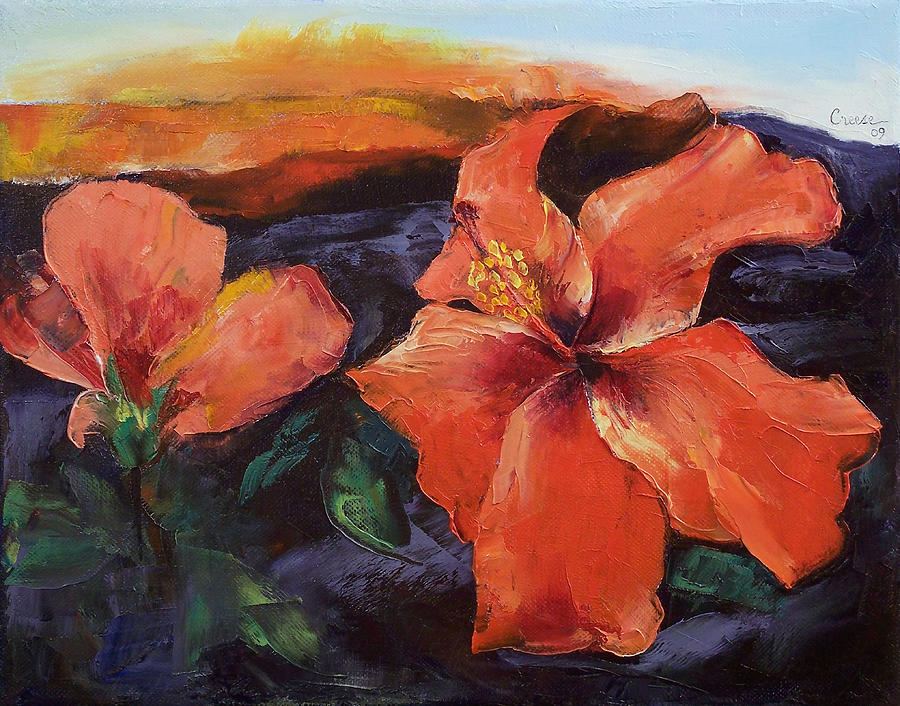 Hibiscus Volcano Painting by Michael Creese