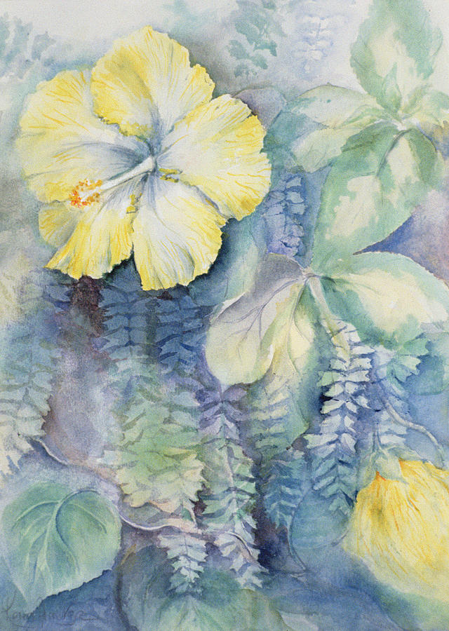 Still Life Painting - Hibiscus, Yellow by Karen Armitage