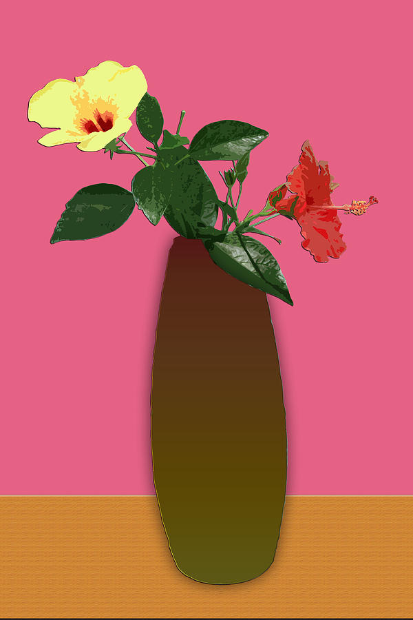 Hibiscuses in a Vase Digital Art by Karen Nicholson