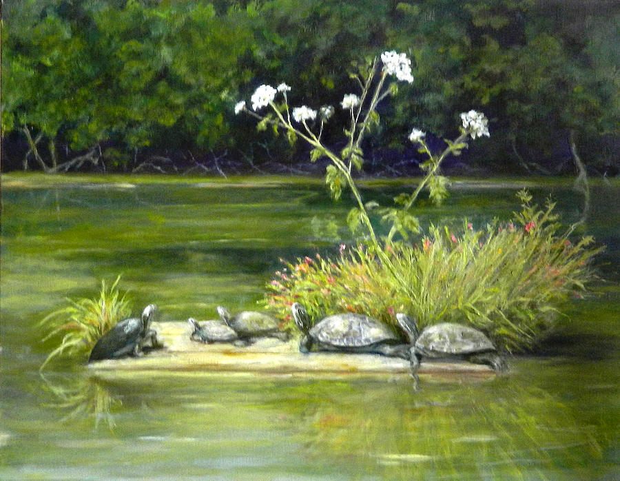 Hicks Turtles Painting by Sandra Nardone