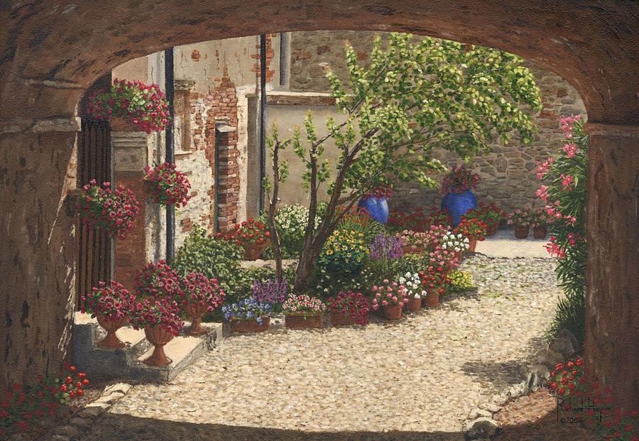Hidden Garden Villa di Camigliano Tuscany Painting by Richard Harpum