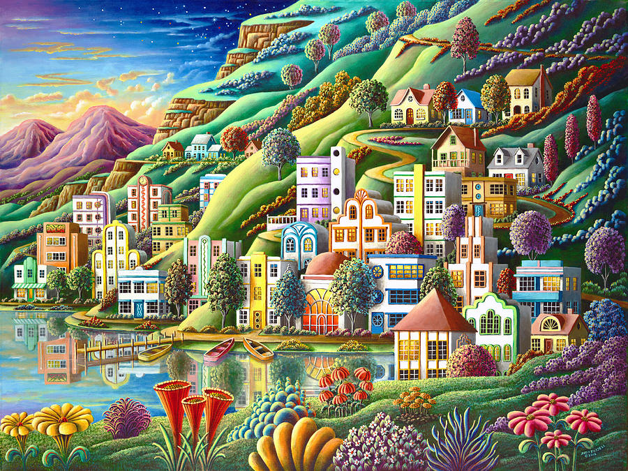 Boat Painting - Hidden Harbor by MGL Meiklejohn Graphics Licensing