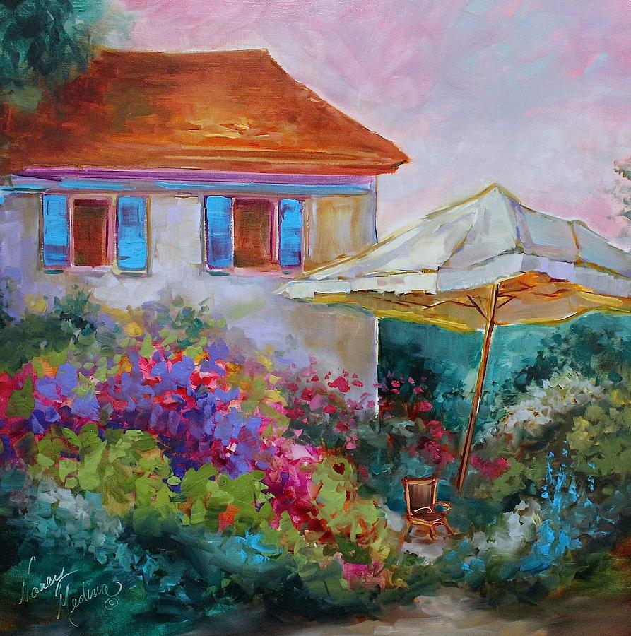 Landscape Painting - Hidden Hearts French Garden by Nancy Medina