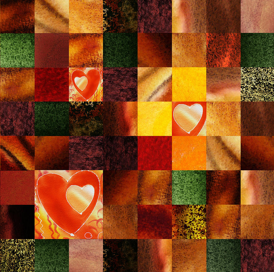 Hidden Hearts Squared Abstract Design Painting by Irina Sztukowski
