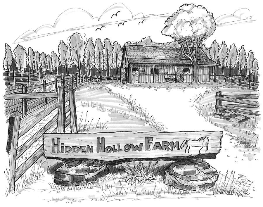 Hidden Hollow Farm 1 Drawing by Richard Wambach