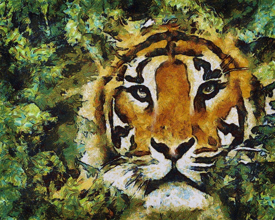 Hidden Tiger Digital Art by Mary Almond