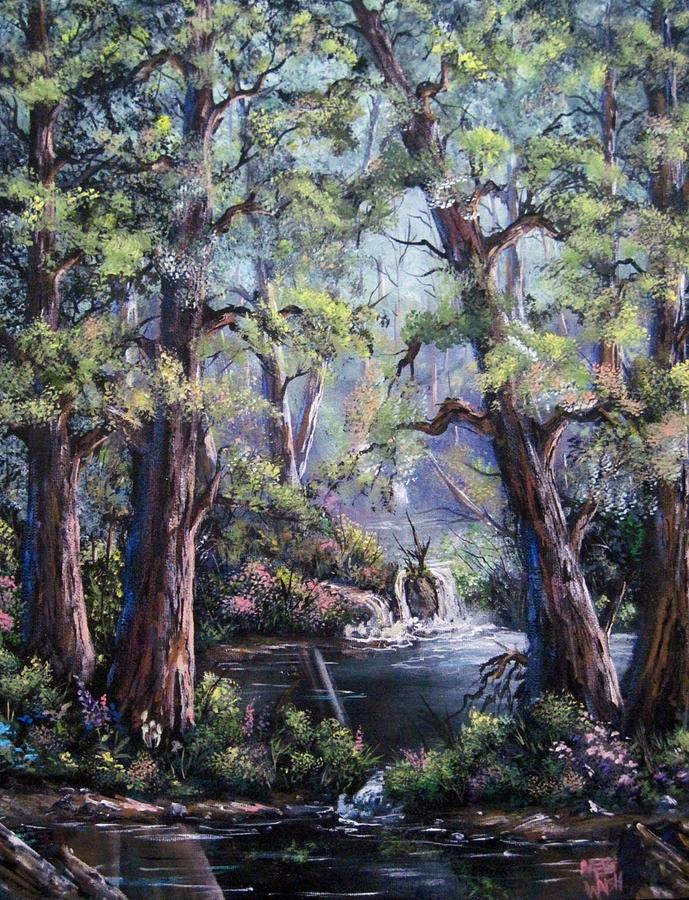 Tree Painting - Hidden waters by Megan Walsh