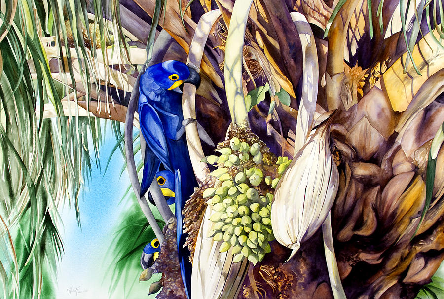 Bird Painting - Hide-n-Seek Hyacinths by Kitty Harvill Bird Painting - Hide-n-Seek Hyacinths by Kitty Harvill