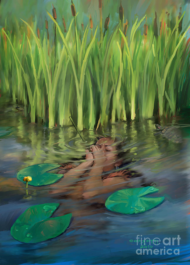Hiding In the lake Painting by Robert Corsetti