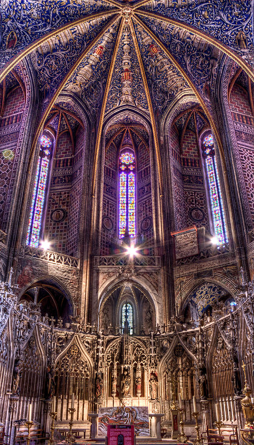 High Altar and Stained Glass windows  Photograph by Weston Westmoreland