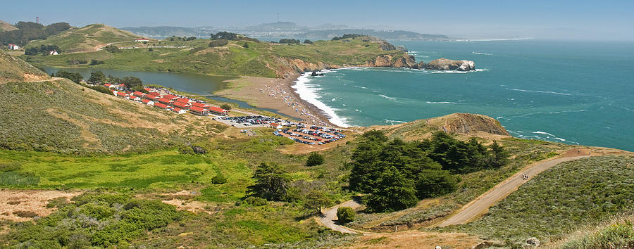 Nature Photograph - High Angle View Of A Coast, Marin by Panoramic Images