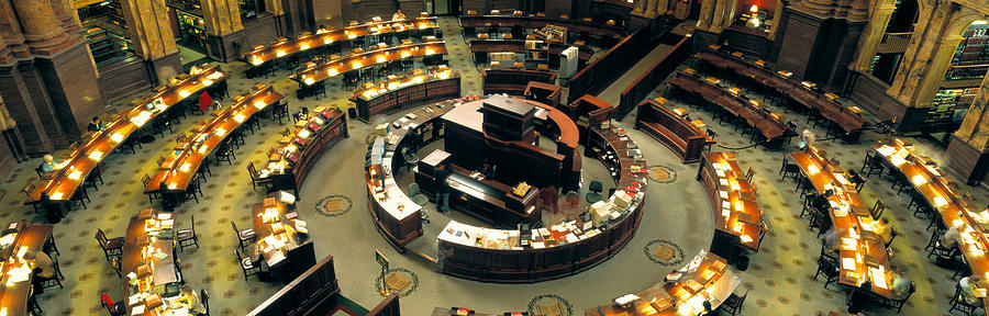 Washington D.c. Photograph - High Angle View Of A Library Reading by Panoramic Images