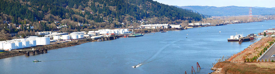Portland Photograph - High Angle View Of A River, Willamette by Panoramic Images