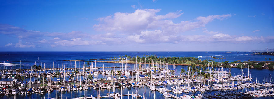 Honolulu Photograph - High Angle View Of Boats In A Row, Ala by Panoramic Images