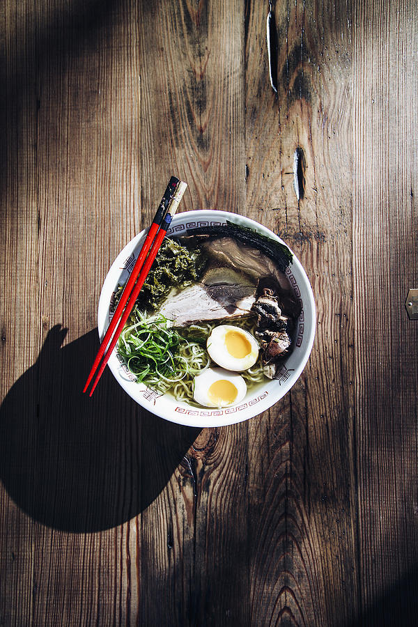 High angle view of bowl of ramen Photograph by Emily Suzanne McDonald