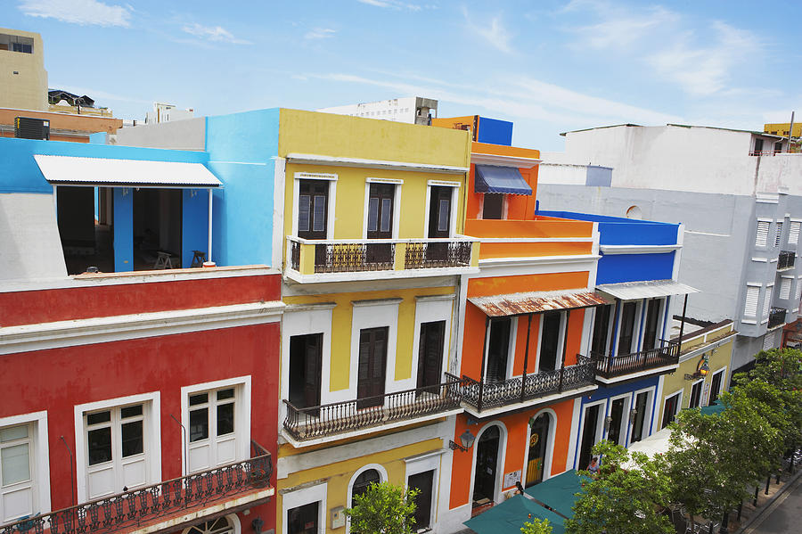 High angle view of buildings along a road, Old San Juan, San Juan, Puerto Rico Photograph by Hola Images
