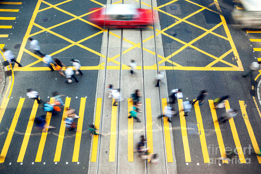 High angle view of street and crossing in Hong Kong Photograph by Matteo Colombo