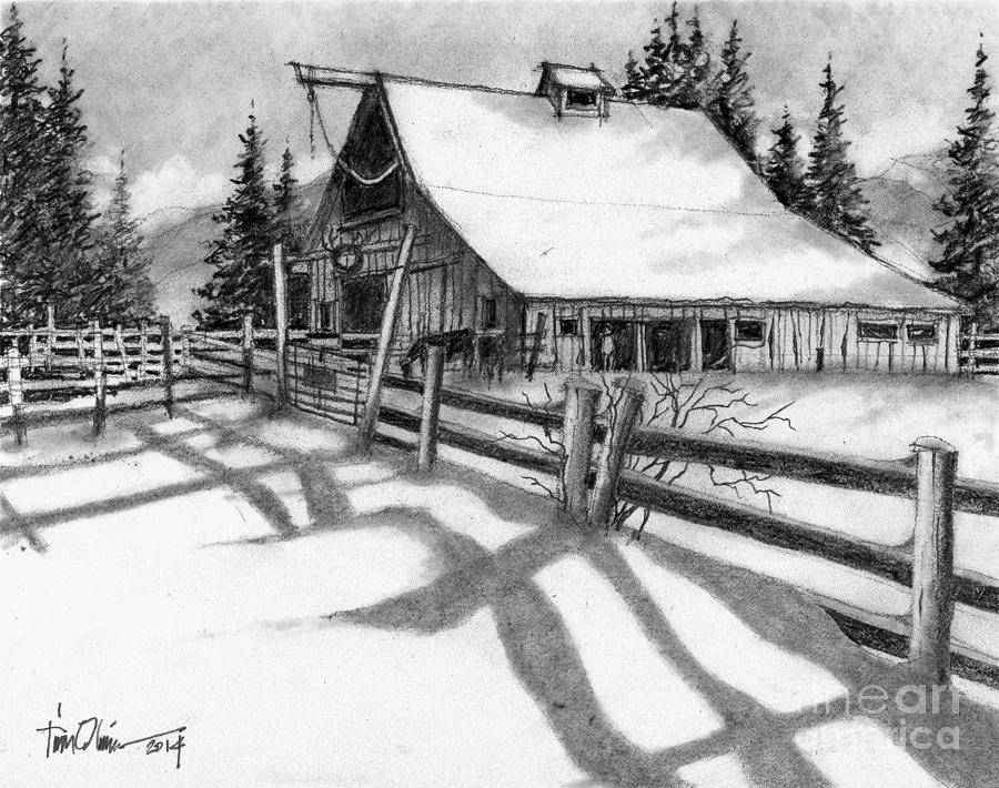 High Country Christmas Drawing by Tim Oliver
