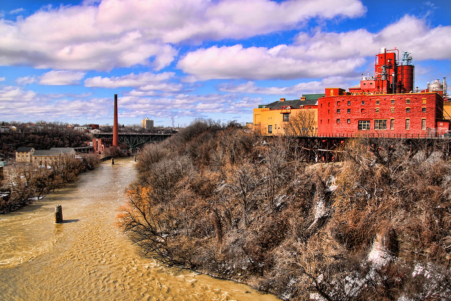 High Falls area from the Pont de Rennes Bridge, Rochester, NY Photograph by Gerald Salamone
