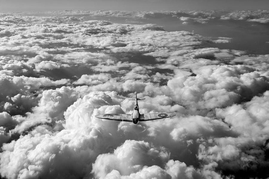 High flight Spitfire black and white version Photograph by Gary Eason