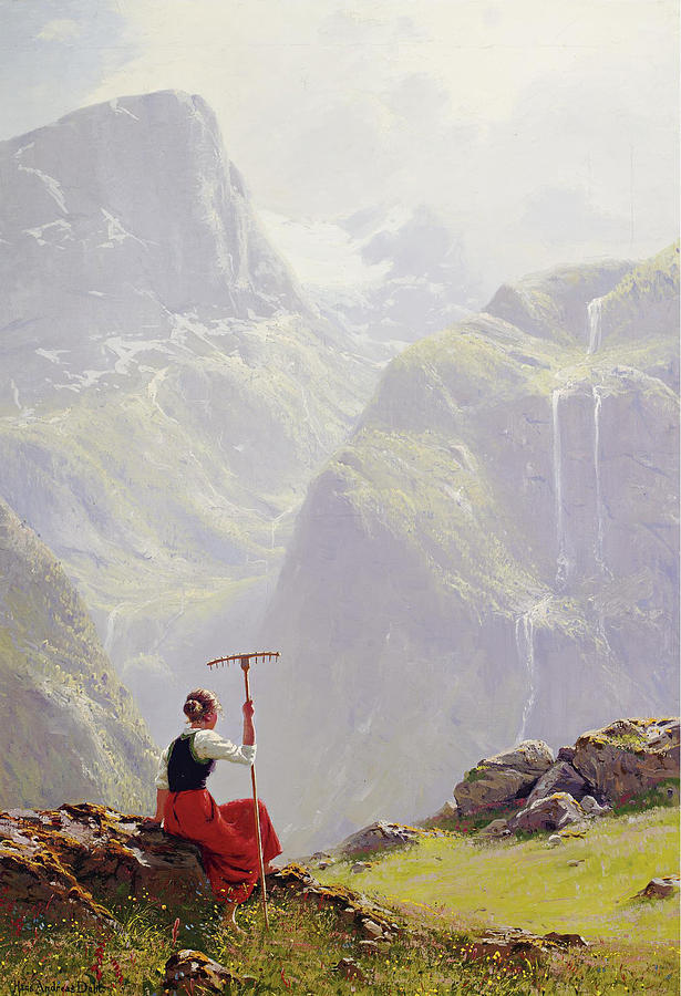 Hans Andreas Dahl Painting - High in the Mountains by Hans Andreas Dahl
