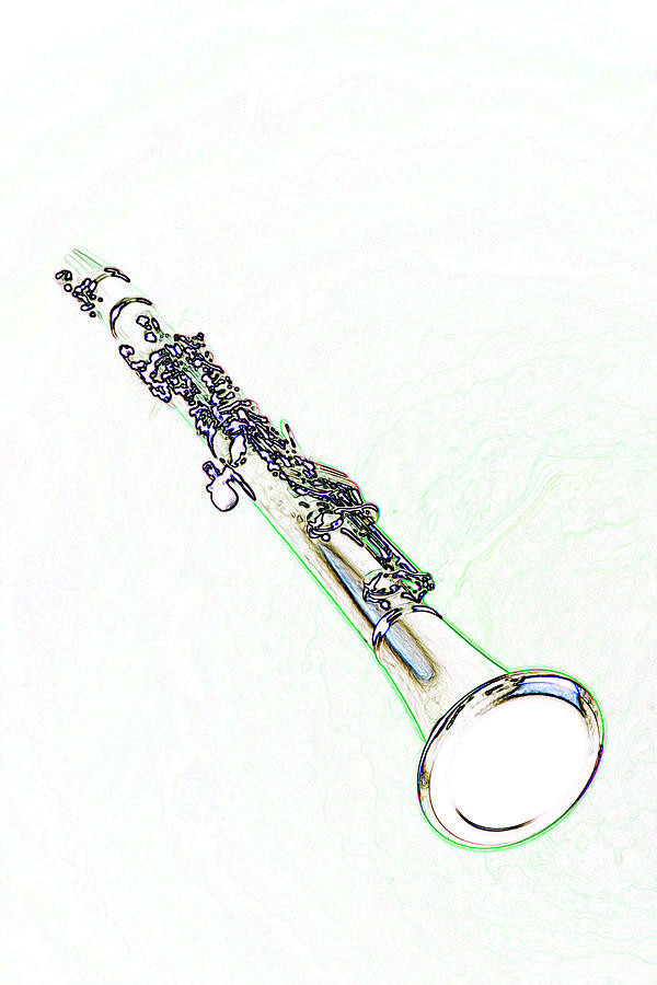 High Key Drawing of a Clarinet Music Instrument 3011.06 Photograph by M K Miller