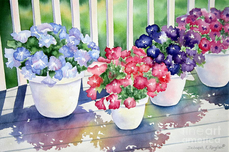 High Noon Petunias Painting by Deborah Ronglien