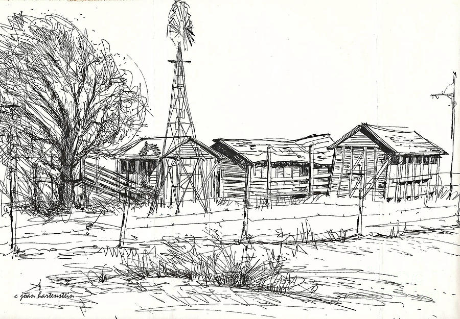 High Plains Barns Drawing by Joan Hartenstein - Fine Art America