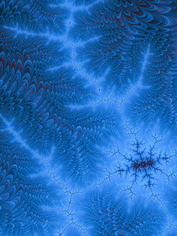 High resolution blue and red fractal background, which patterns remind of synapses. Photograph by Instants