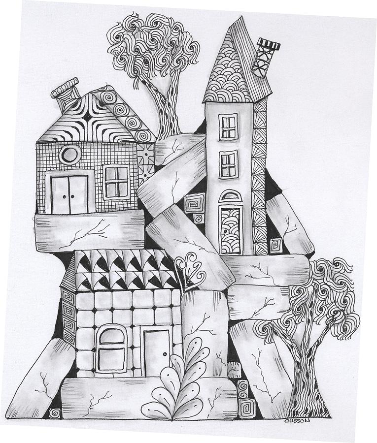 Fantasy Drawing - High Rise by Cathy Cusson