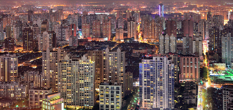 High-rise Residence Buildings At Night Photograph by Wei Fang