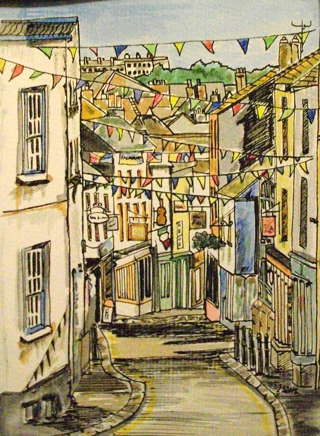 Bunting Painting - High Street Falmouth Cornwall by Jayne Nemeth Scouse