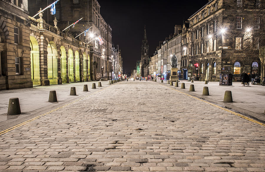 High Street (Royal Mile), Edinburgh, night Photograph by John Lawson, Belhaven