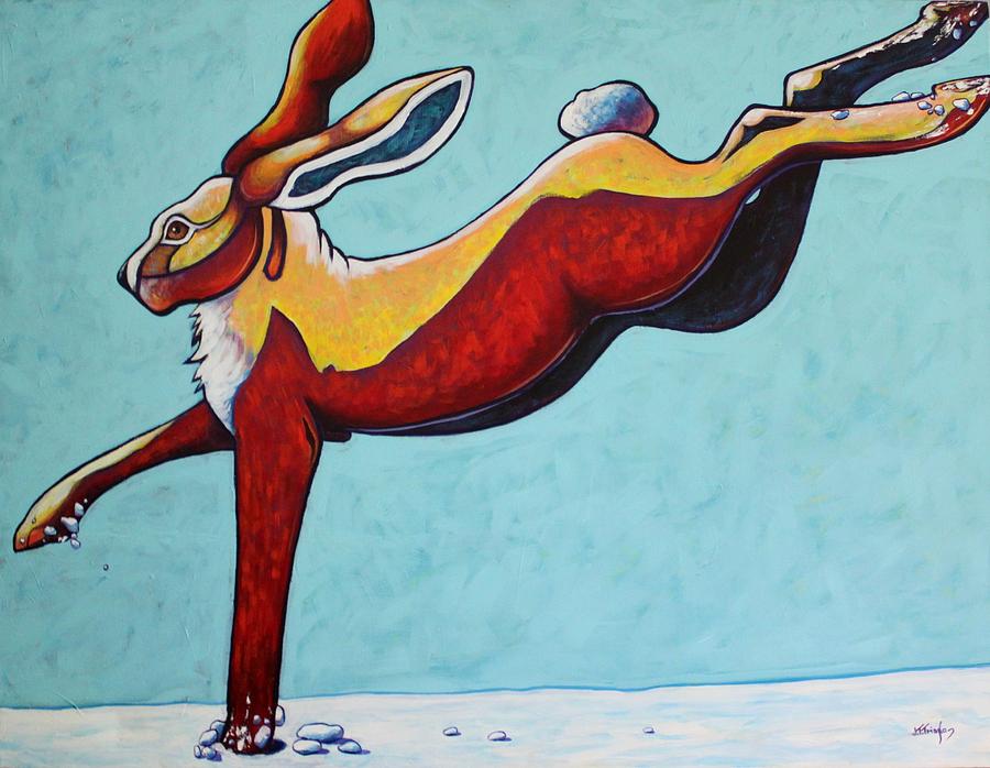 Wildlife Painting - High Tailing It - Jackrabbit by Joe  Triano