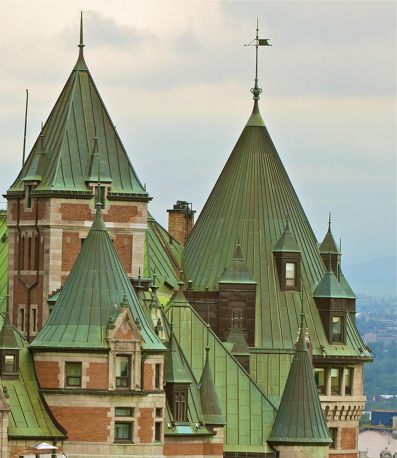 High up on The Chateau Frontenac Photograph by John Babis