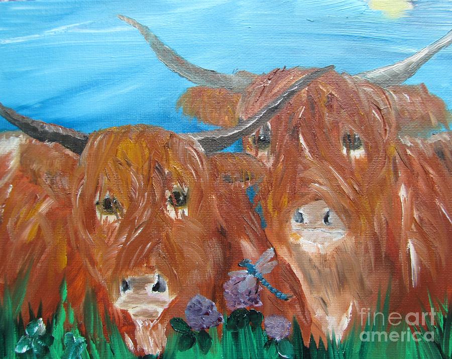 HighLand Coos Painting by Susan Voidets