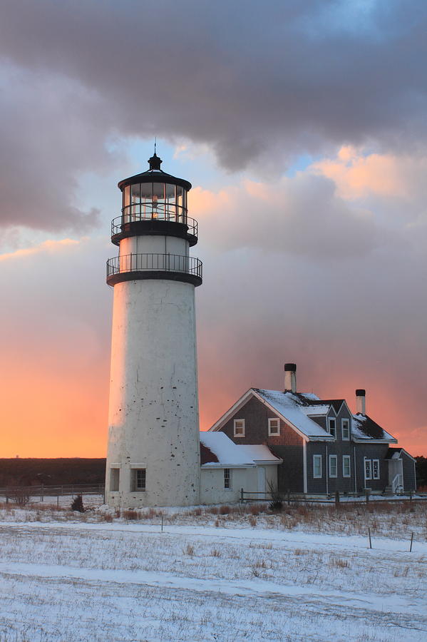 Highland Lighthouse Cape Cod Winter Sunset Photograph by John Burk