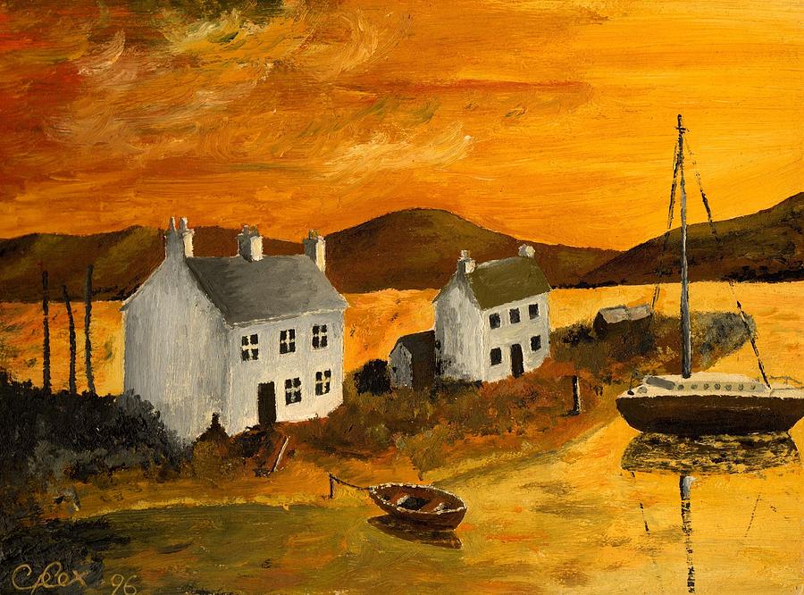 Boat Painting - Highland sunrise by Chris Cox