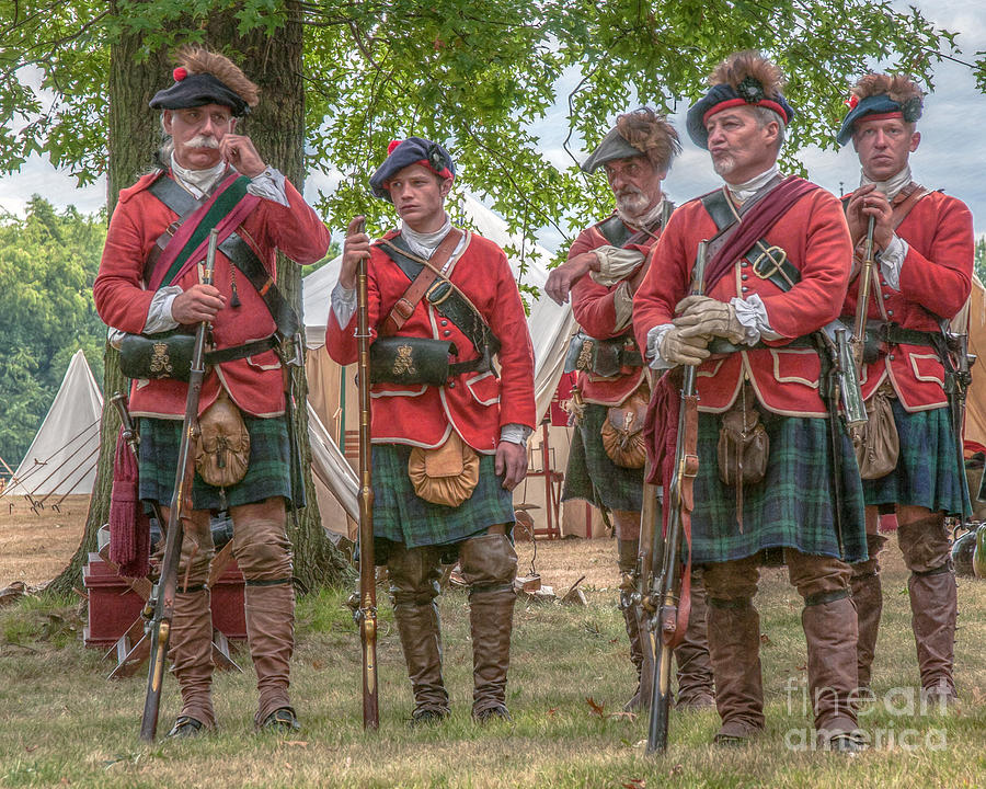Highlanders in Camp Bushy Run Digital Art by Randy Steele