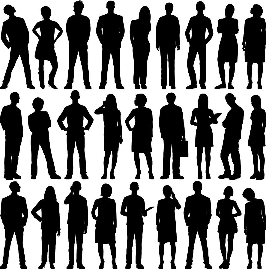 Highly Detailed People Silhouettes Drawing by Leontura