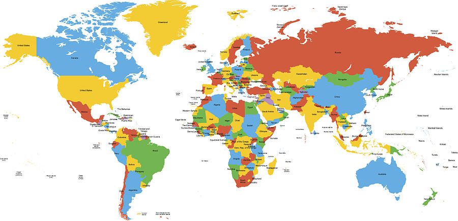 Hight Detailed Divided And Labeled World Map By Poligrafistka