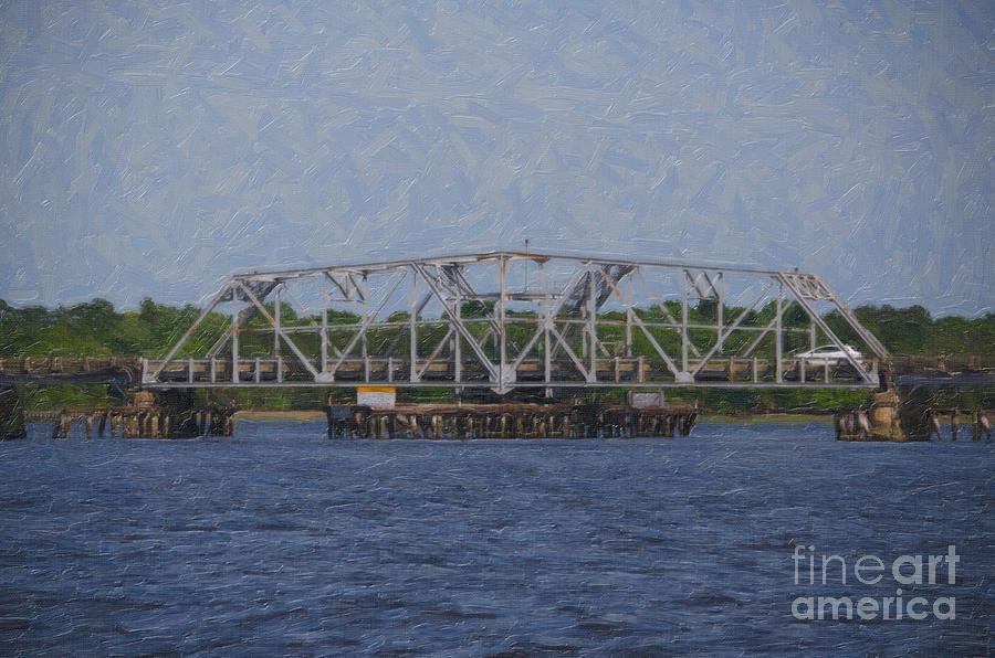 Highway 41 Swing Bridge over the Wando River Digital Art by Dale Powell