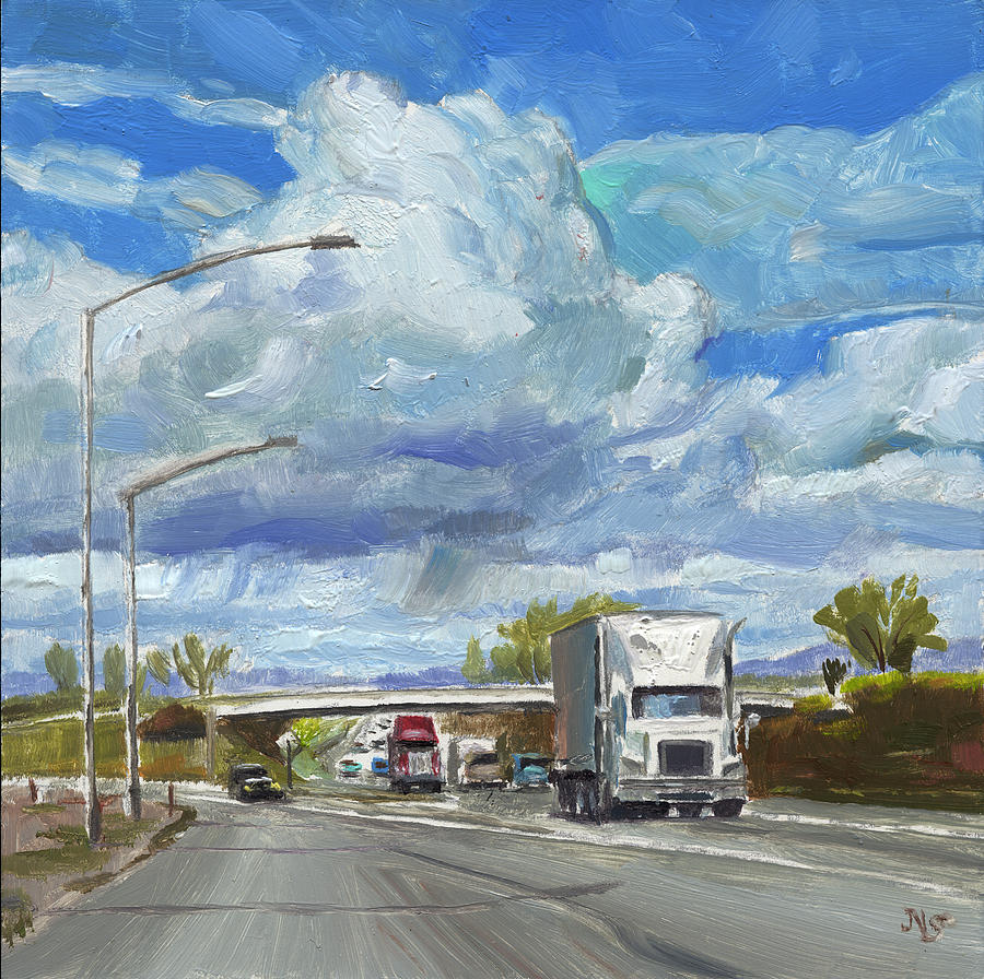 Truck Painting - Highway 5 Trucks by John Norman Stewart