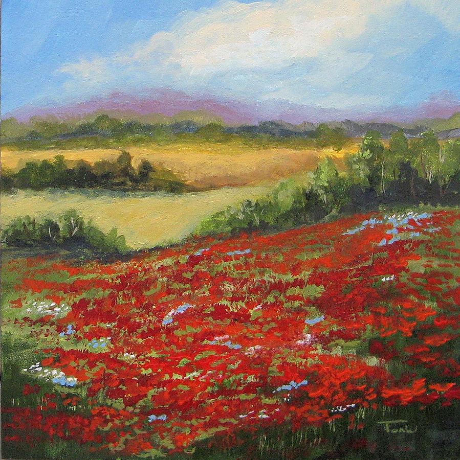 Highway Poppies  Painting by Torrie Smiley