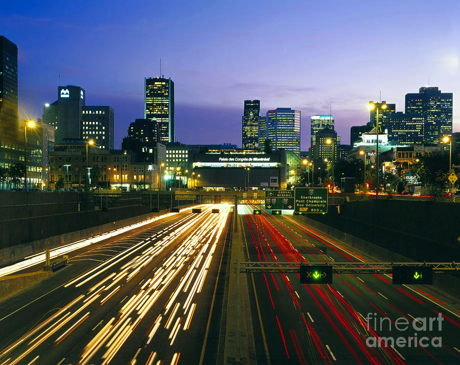 Highway Traffic At Dusk, Montreal Ca Photograph by Rafael Macia