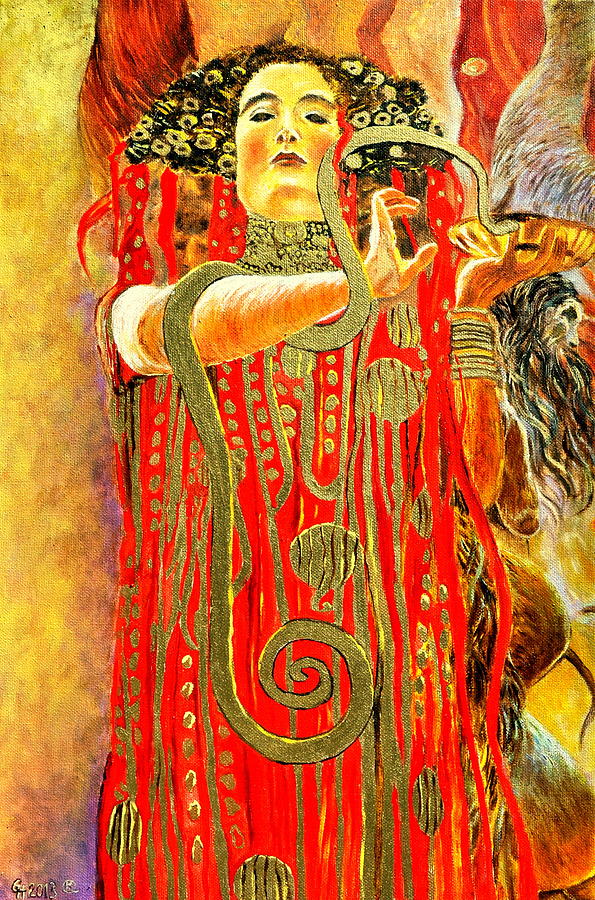 Snake Painting - Higieja-according to Gustaw Klimt by Henryk Gorecki