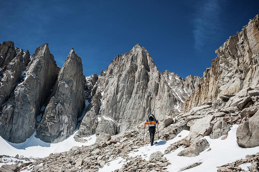 Adventure Photograph - Hiker On Approach To Mount Whitney Via by Cody Duncan