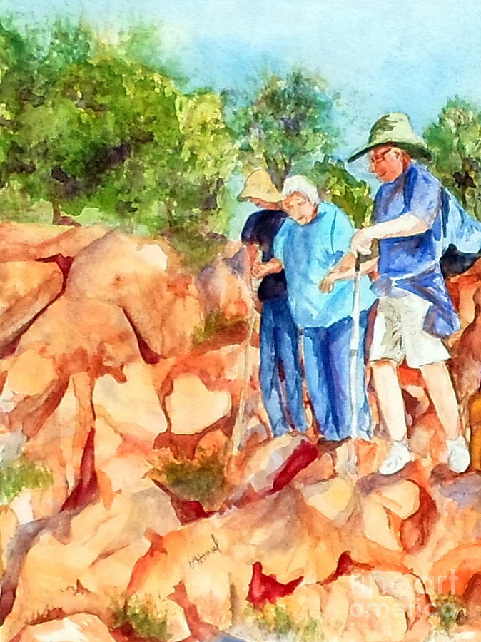 Hiking Apparition Hill Medjugorje Painting by Vicki  Housel